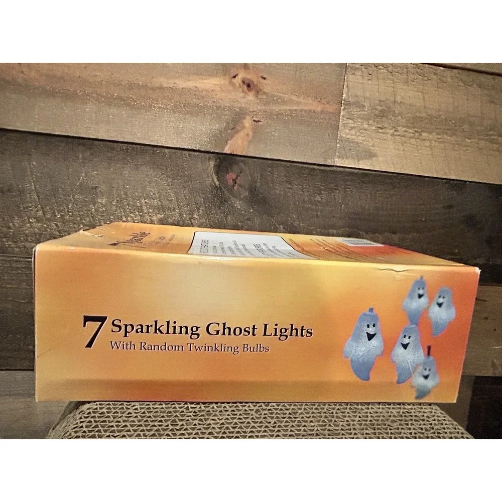 Halloween Spun Acrylic Ghost String Sparkle Lights Vintage Works Box Decorations